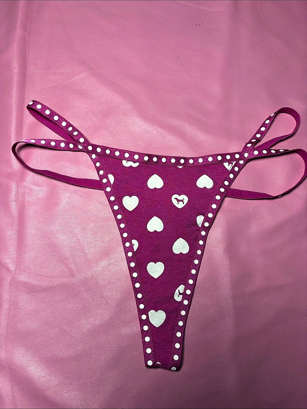 Victoria'Small Secret Polka Dot Thong in Purple & Pink Size Small NWT